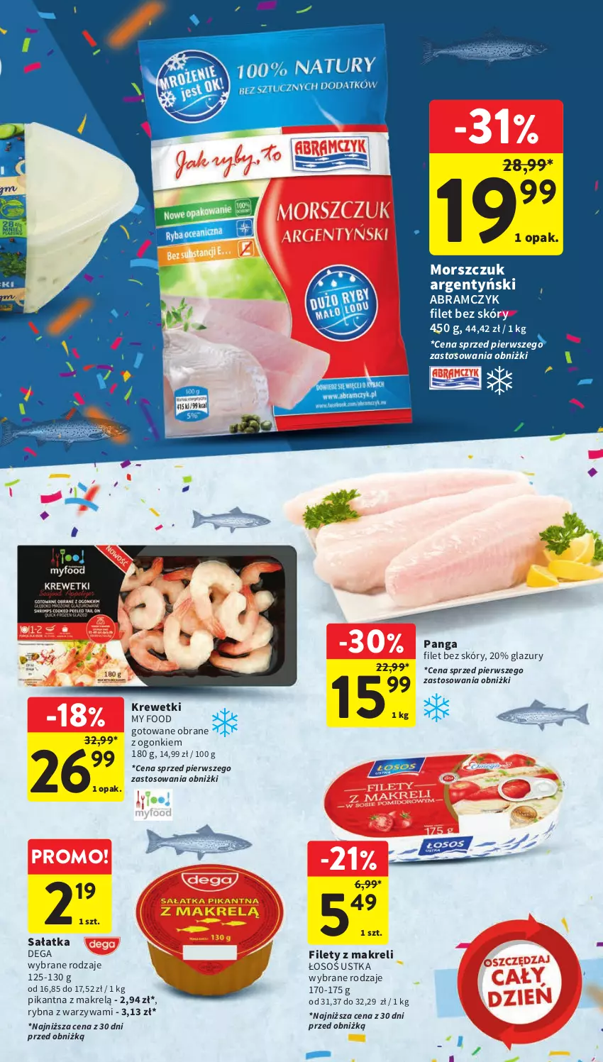 Gazetka promocyjna Intermarche - Gazetka Intermarche - ważna 28.09 do 04.10.2023 - strona 25 - produkty: Dega, Krewetki, Lazur, Makrelą, Panga, Sałat, Sałatka, Warzywa