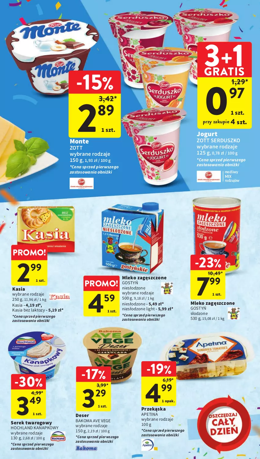 Gazetka promocyjna Intermarche - Gazetka Intermarche - ważna 28.09 do 04.10.2023 - strona 29 - produkty: Bakoma, Deser, Gra, Hochland, Jogurt, Kasia, Mleko, Mleko zagęszczone, Monte, Ser, Serek, Serek twarogowy, Zott