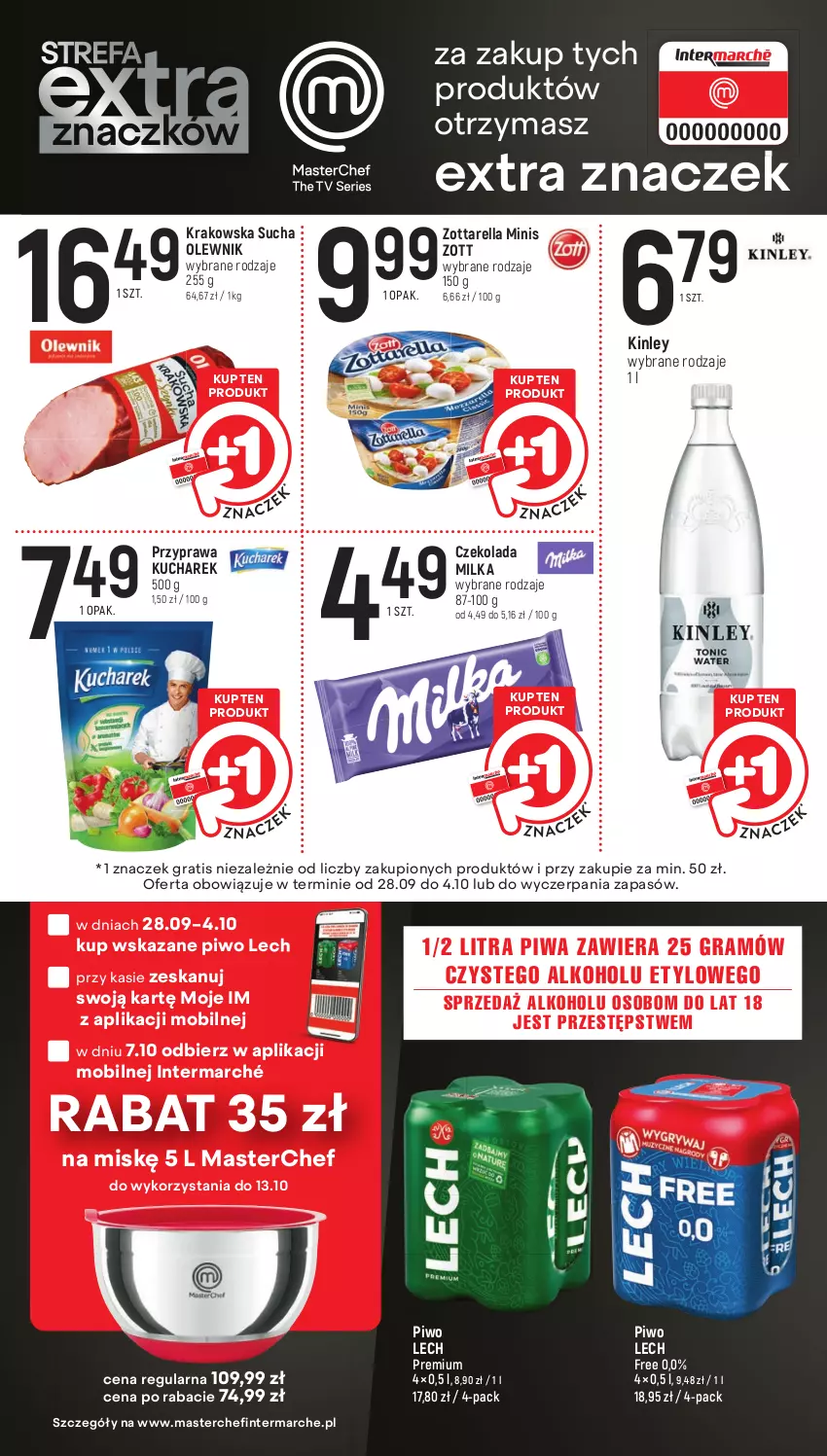 Gazetka promocyjna Intermarche - Gazetka Intermarche - ważna 28.09 do 04.10.2023 - strona 3 - produkty: Czekolada, Gra, Kucharek, Milka, Mobil, Olewnik, Piwa, Piwo, Zott, Zottarella