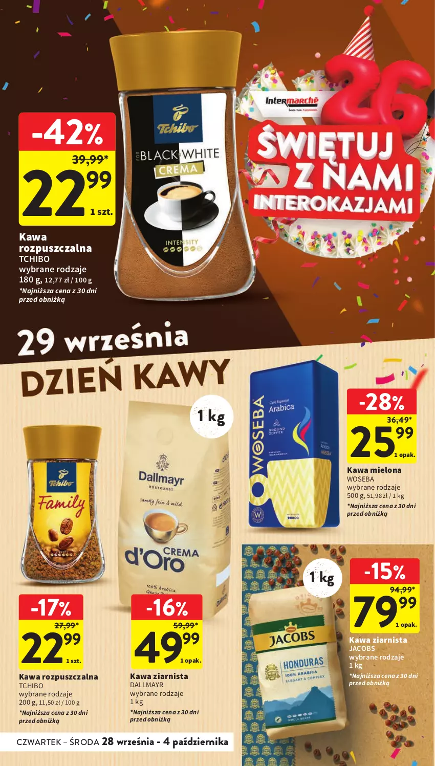 Gazetka promocyjna Intermarche - Gazetka Intermarche - ważna 28.09 do 04.10.2023 - strona 32 - produkty: Dallmayr, Jacobs, Kawa, Kawa mielona, Kawa rozpuszczalna, Kawa ziarnista, Tchibo, Woseba