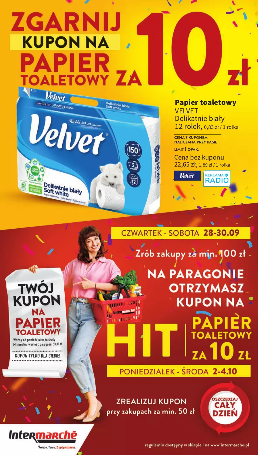 Gazetka promocyjna Intermarche - Gazetka Intermarche - ważna 28.09 do 04.10.2023 - strona 4 - produkty: Papier, Papier toaletowy, Velvet