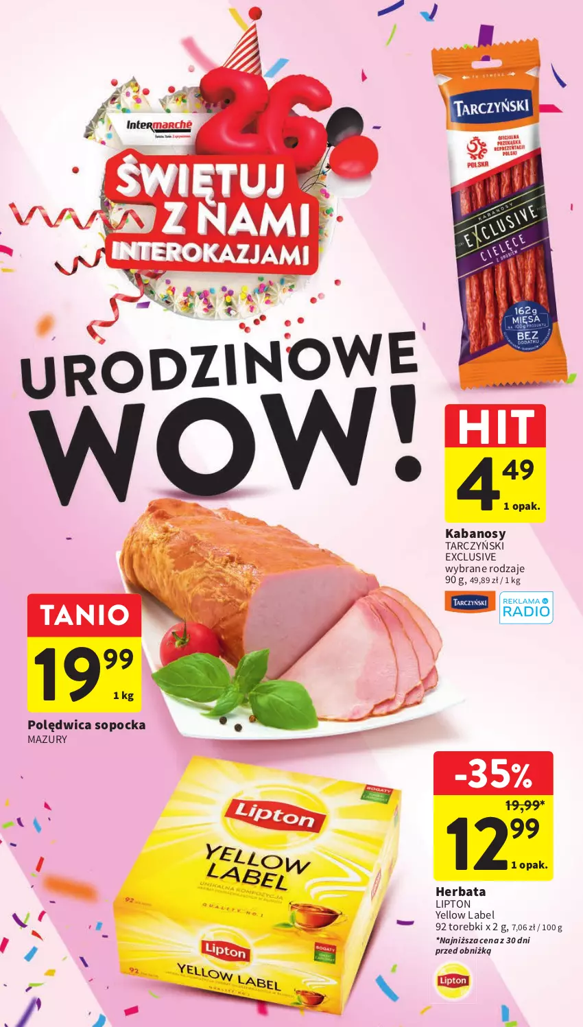 Gazetka promocyjna Intermarche - Gazetka Intermarche - ważna 28.09 do 04.10.2023 - strona 5 - produkty: Herbata, Kabanos, Lipton, Polędwica, Tarczyński