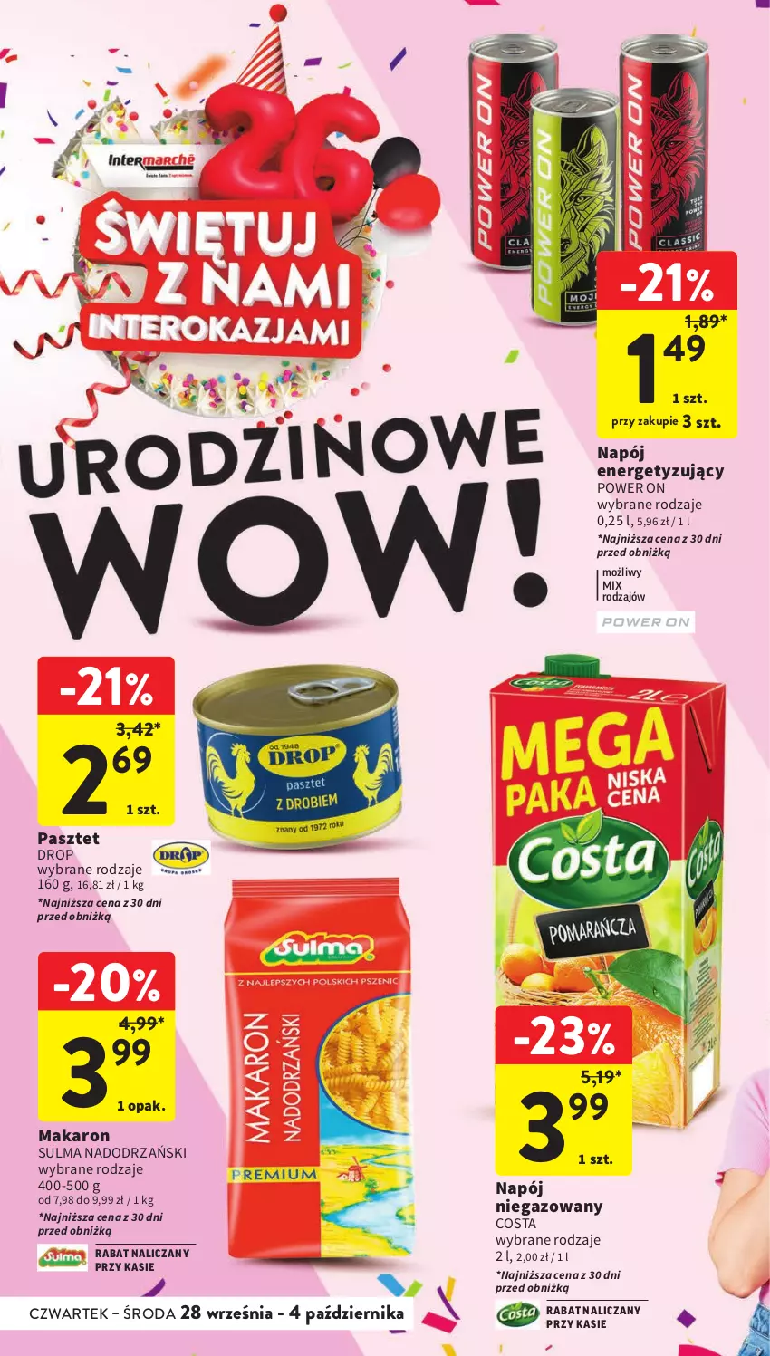 Gazetka promocyjna Intermarche - Gazetka Intermarche - ważna 28.09 do 04.10.2023 - strona 6 - produkty: Makaron, Napój, Napój niegazowany, Pasztet