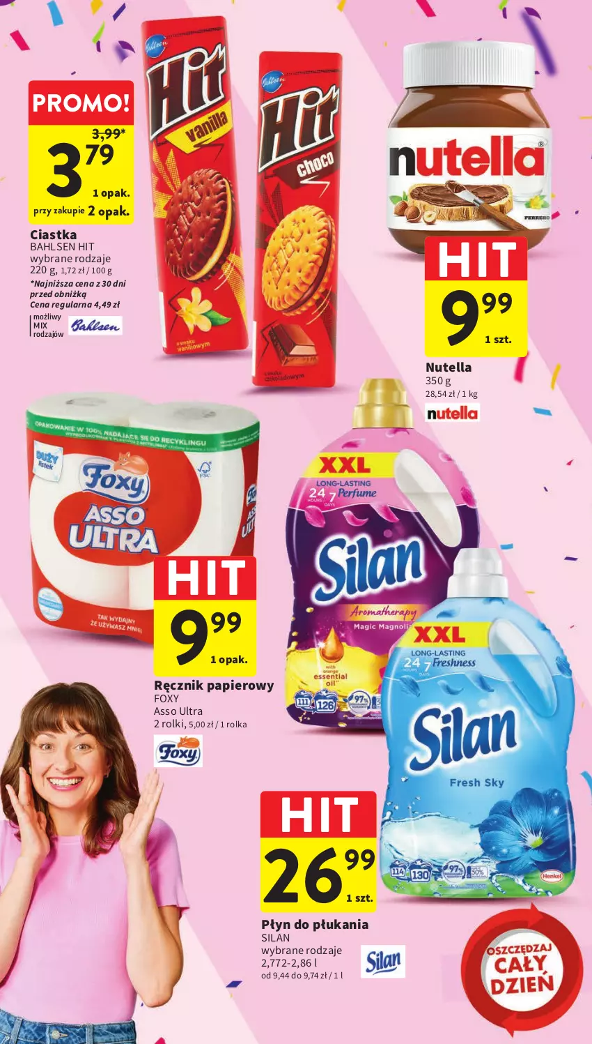 Gazetka promocyjna Intermarche - Gazetka Intermarche - ważna 28.09 do 04.10.2023 - strona 7 - produkty: Ciastka, Foxy, Nutella, Papier, Płyn do płukania, Ręcznik, Rolki, Silan