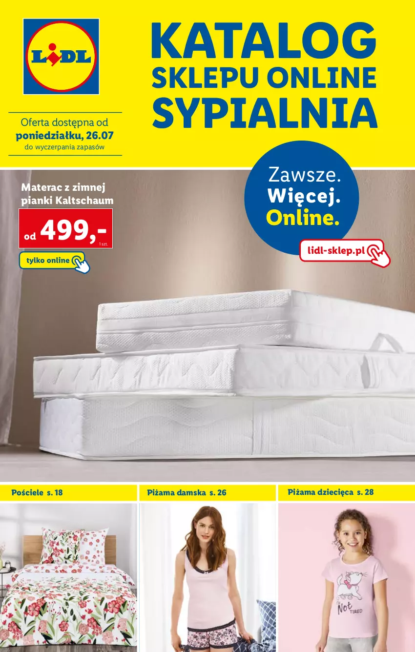 Gazetka promocyjna Lidl - KATALOG SKLEPU ONLINE - ważna 26.07 do 31.08.2021 - strona 1 - produkty: Dzieci, Materac, Piżama, Pościel, Sypialnia, Tera