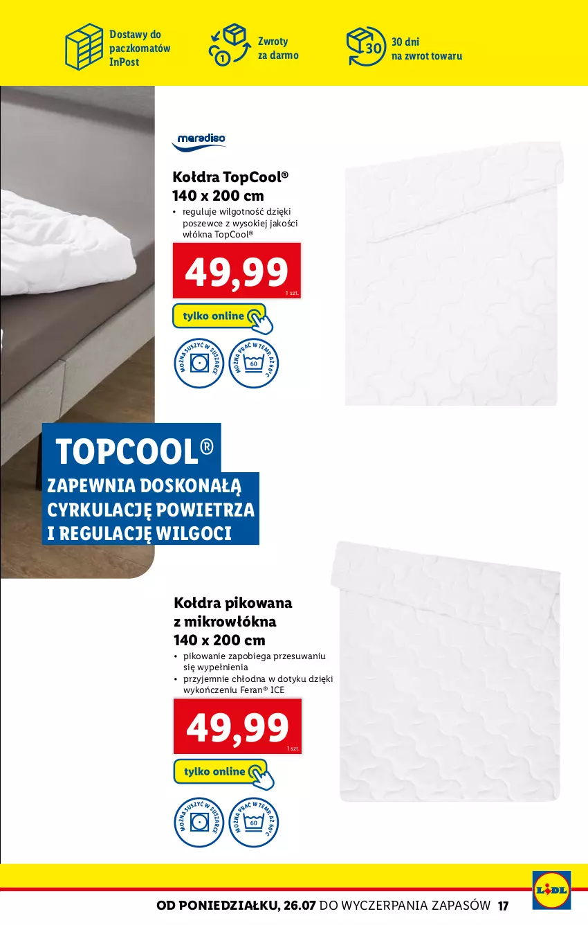 Gazetka promocyjna Lidl - KATALOG SKLEPU ONLINE - ważna 26.07 do 31.08.2021 - strona 17 - produkty: Kołdra, LG, Sok, Top