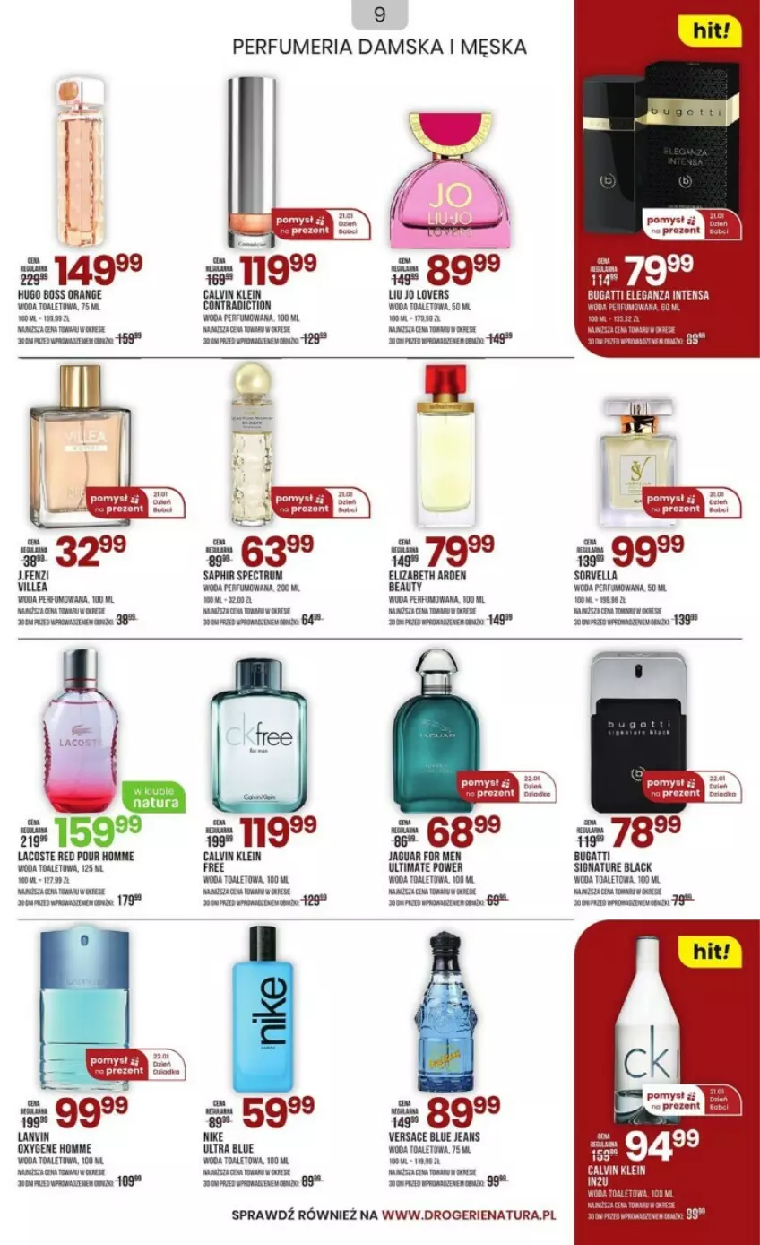 Gazetka promocyjna Drogerie Natura - ważna 03.01 do 09.01.2024 - strona 24 - produkty: Calvin Klein, Elizabeth Arden, Hugo Boss, Jaguar, Lack, Lacoste, Lanvin, Nike, Perfum, Rum, Versace, Woda, Woda toaletowa