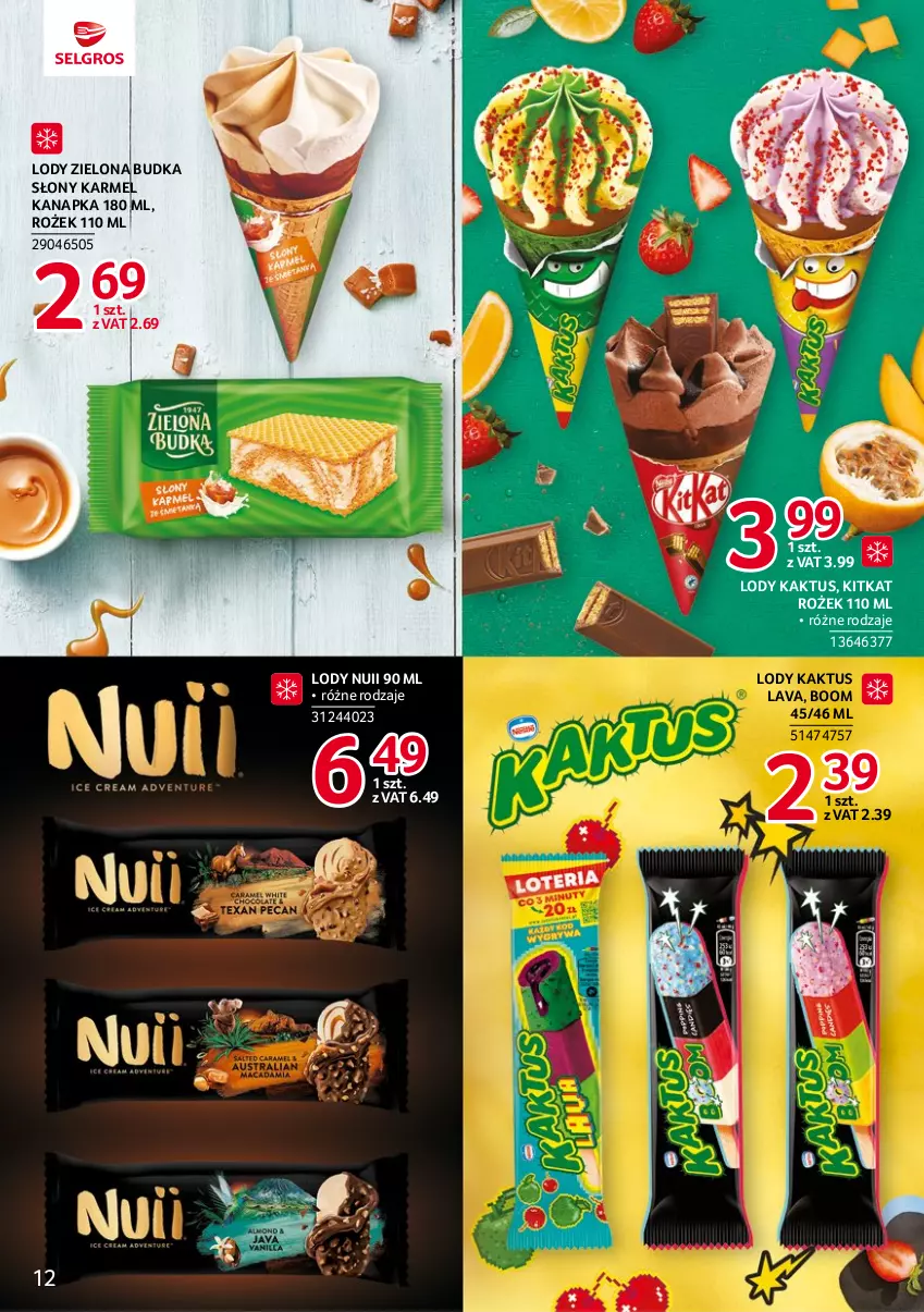 Gazetka promocyjna Selgros - Katalog Markowe Produkty - ważna 01.07 do 30.09.2023 - strona 12 - produkty: Kaktus, Lody, Zielona Budka