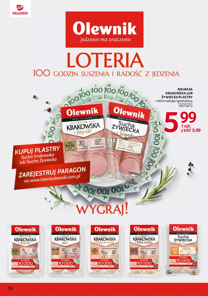 Gazetka promocyjna Selgros - Katalog Markowe Produkty - ważna 01.07 do 30.09.2023 - strona 16 - produkty: Gra, Kiełbasa, Kiełbasa krakowska, Rama