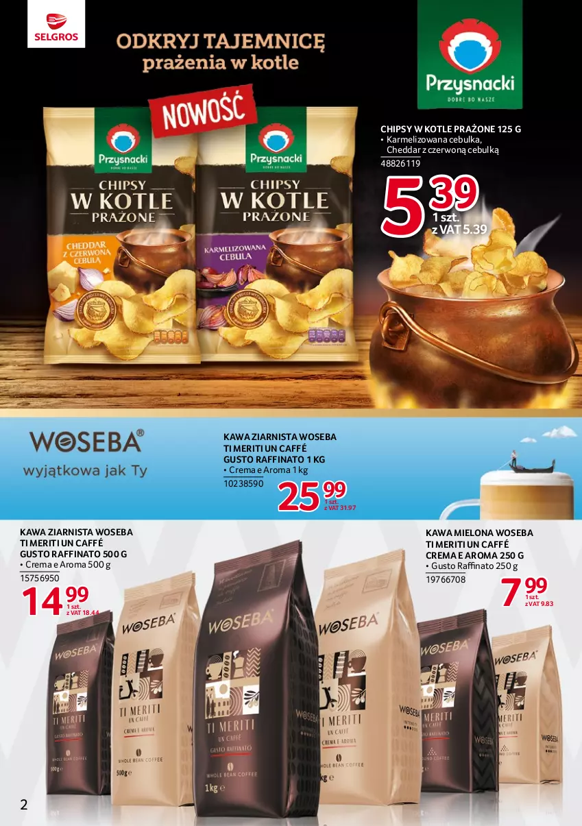 Gazetka promocyjna Selgros - Katalog Markowe Produkty - ważna 01.07 do 30.09.2023 - strona 2 - produkty: Cheddar, Chipsy, Kawa, Kawa mielona, Kawa ziarnista, Woseba