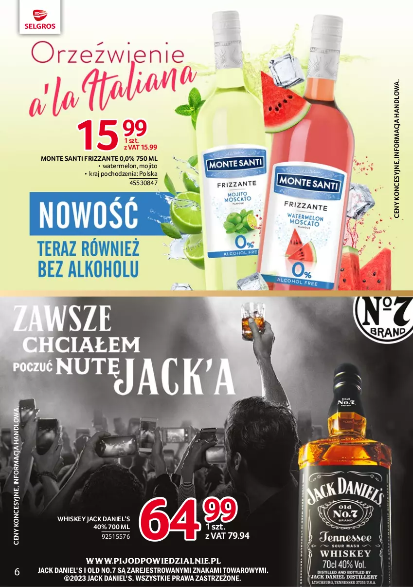 Gazetka promocyjna Selgros - Katalog Markowe Produkty - ważna 01.07 do 30.09.2023 - strona 6 - produkty: Melon, Monte, Monte Santi, Whiskey