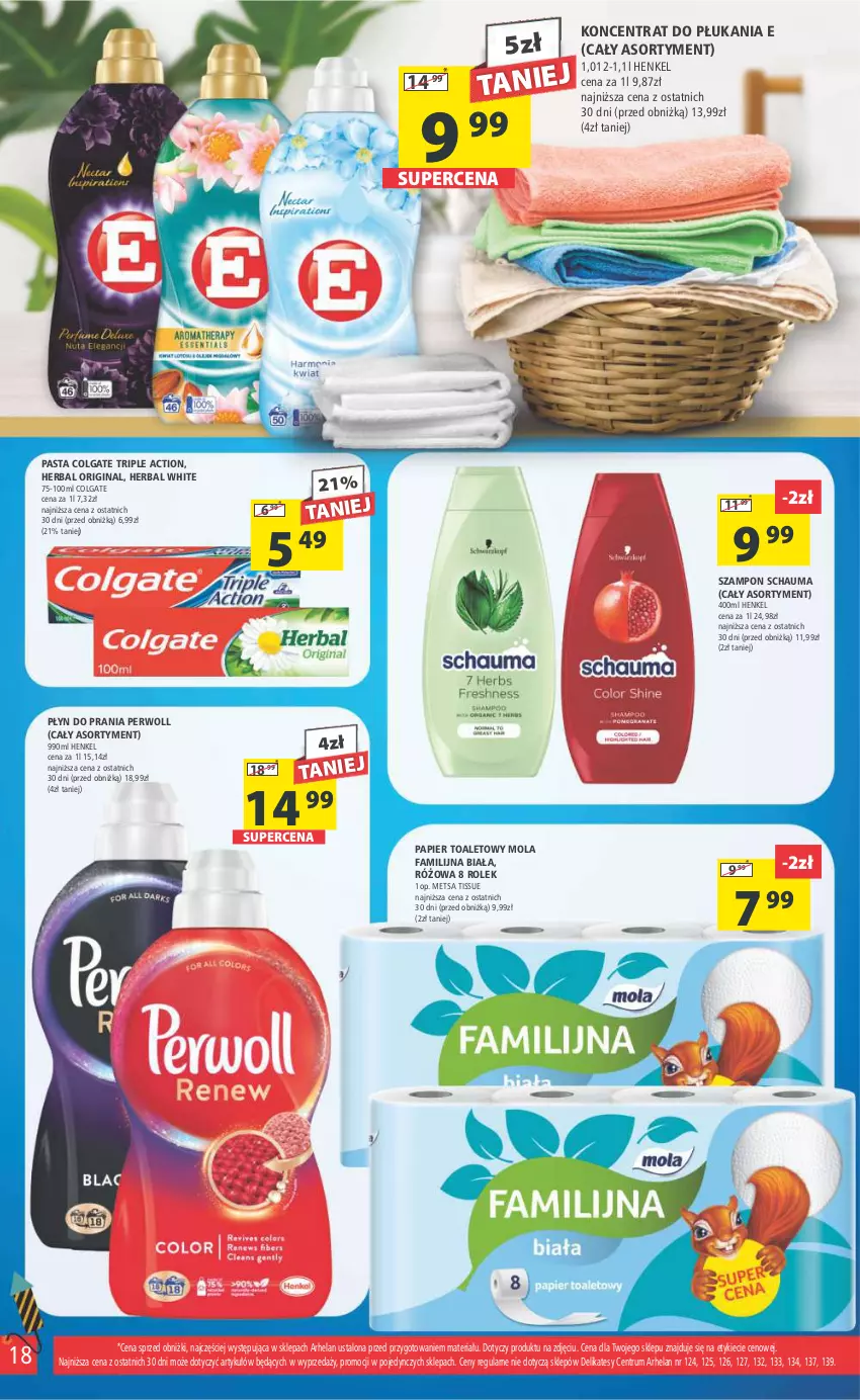 Gazetka promocyjna Arhelan - Gazetka - ważna 29.12.2023 do 07.01.2024 - strona 18 - produkty: Colgate, Fa, Gin, LG, Mola, Papier, Papier toaletowy, Perwoll, Płyn do prania, Rum, Schauma, Szampon