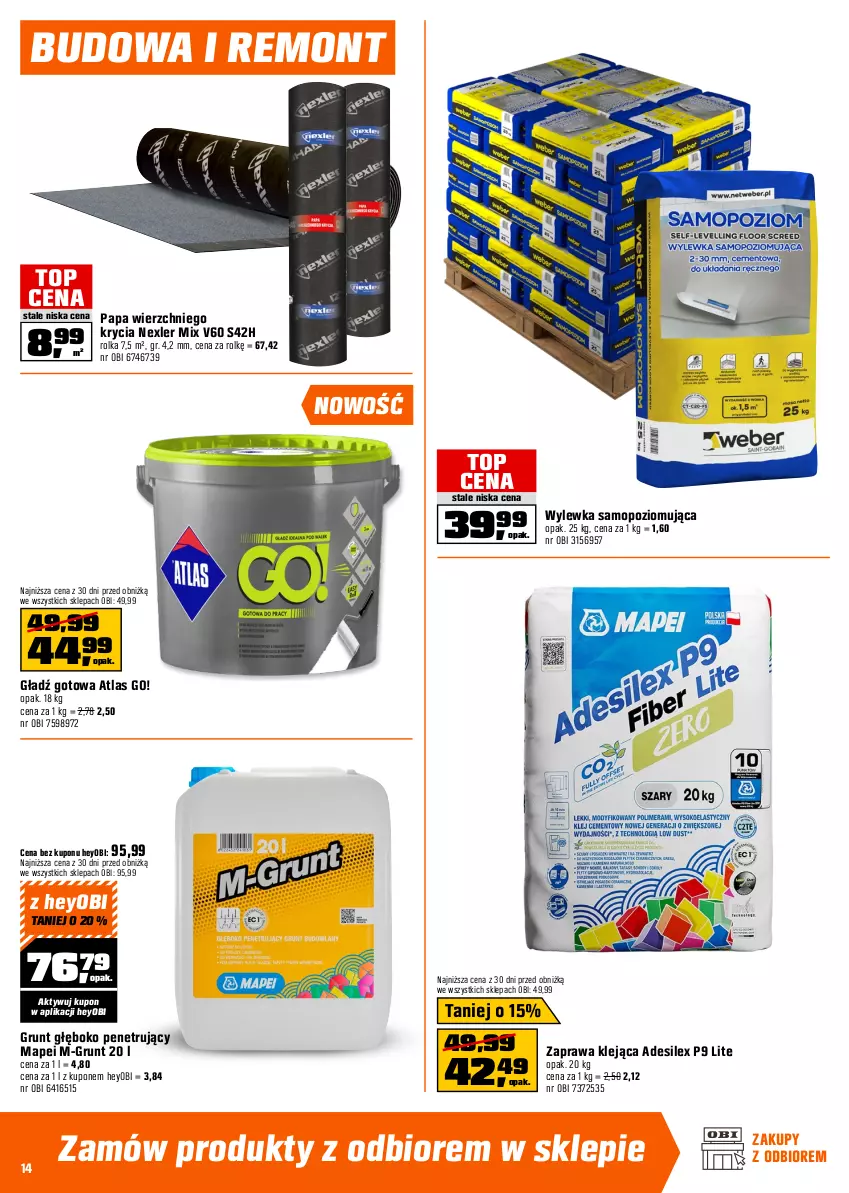 Gazetka promocyjna Obi - Gazetka OBI - ważna 22.04 do 05.05.2026 - strona 14 - produkty: Gala, Grunt, Klej, Mop, Myjka ciśnieniowa, Perła, Ser, Tablet, Top, Walizka, Wylewka samopoziomująca