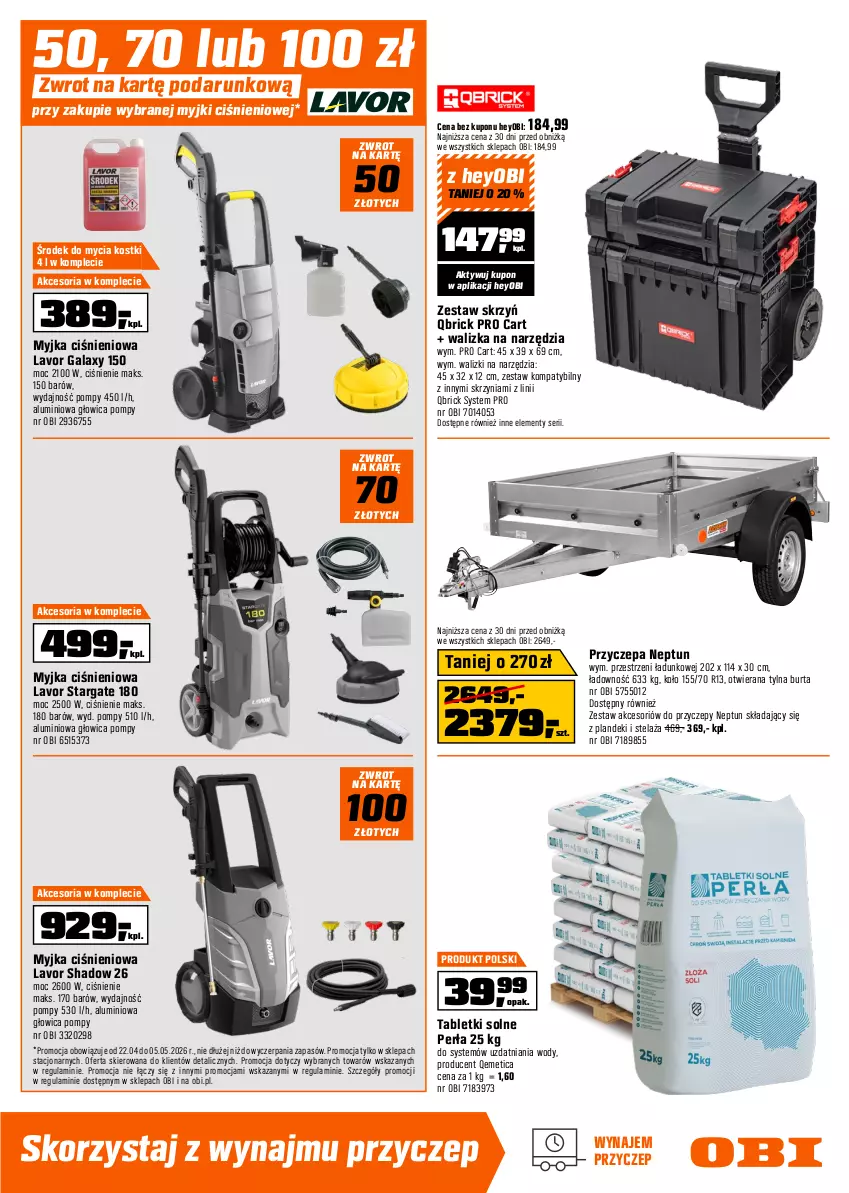 Gazetka promocyjna Obi - Gazetka OBI - ważna 22.04 do 05.05.2026 - strona 15 - produkty: Gala, Grunt, Klej, Mop, Myjka ciśnieniowa, Perła, Ser, Tablet, Top, Walizka, Wylewka samopoziomująca