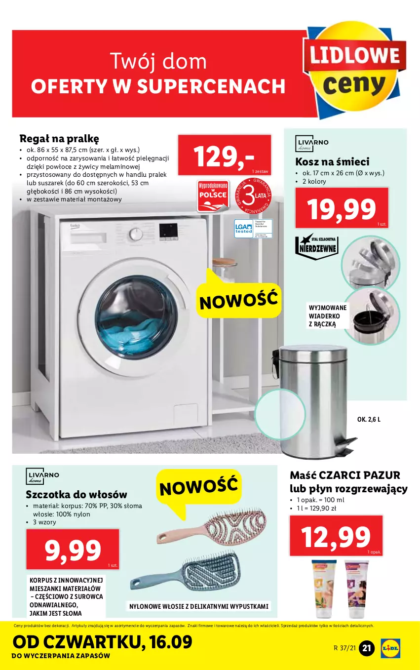 Gazetka promocyjna Lidl - GAZETKA - ważna 13.09 do 19.09.2021 - strona 21 - produkty: Kosz, Por, Regał, Sok, Szczotka, Szczotka do włosów