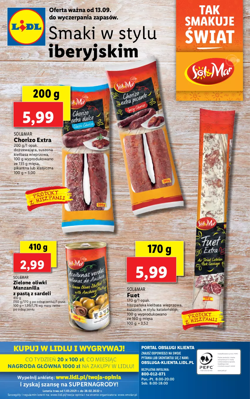 Gazetka promocyjna Lidl - GAZETKA - ważna 13.09 do 19.09.2021 - strona 46 - produkty: Gry, Kiełbasa, Mola, Oliwki