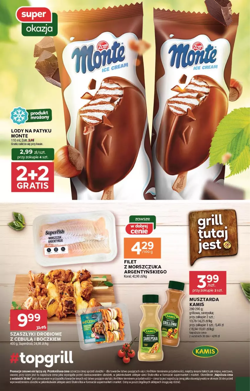 Gazetka promocyjna Stokrotka - Supermarket - ważna 17.07 do 23.07.2025 - strona 13 - produkty: Filet z morszczuka, Gra, Grill, Kamis, Lody, Monte, Mus, Musztarda, Zott