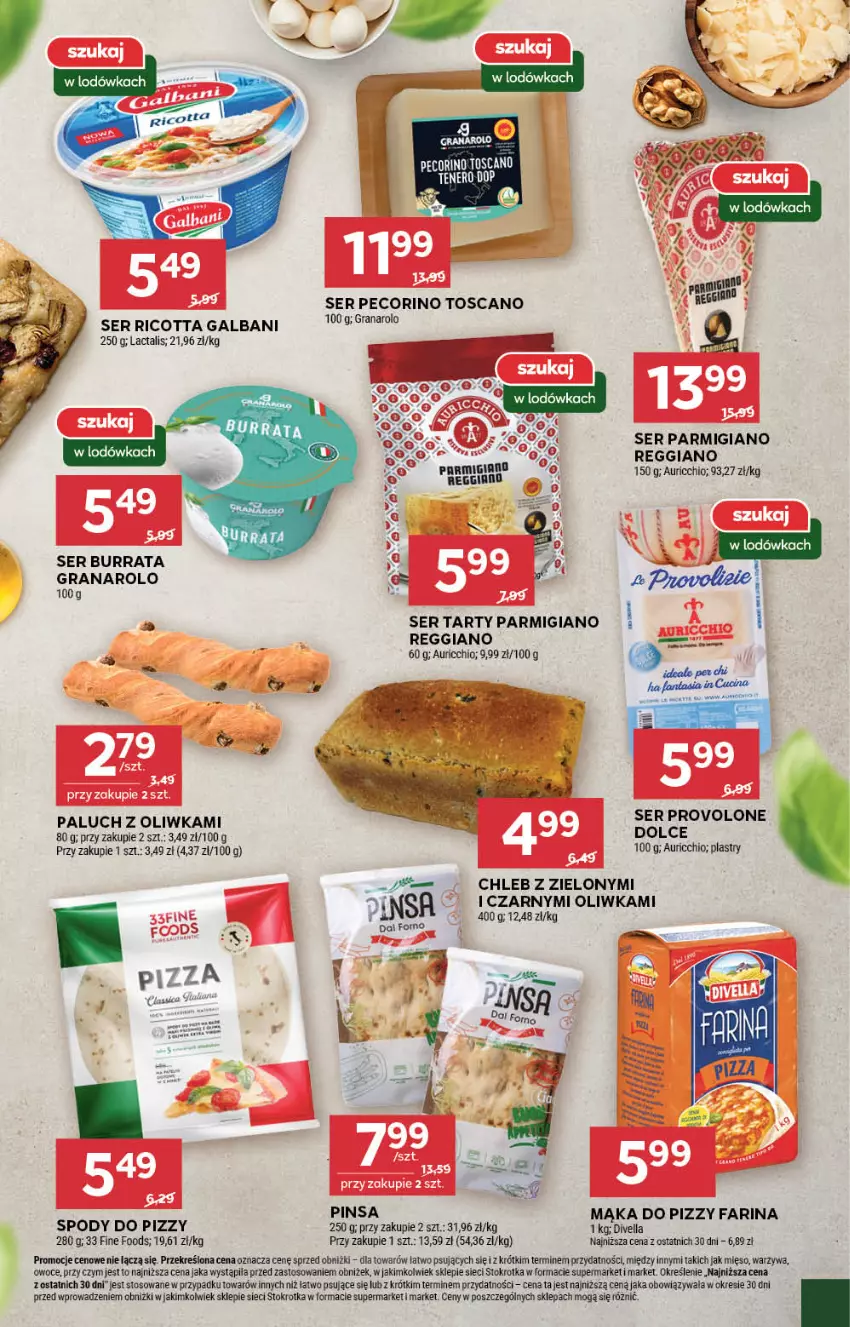 Gazetka promocyjna Stokrotka - Supermarket - ważna 17.07 do 23.07.2025 - strona 27 - produkty: Burrata, Chleb, Fa, Galbani, Gra, Lodówka, Mąka, Mąka do pizzy, Mięso, Owoce, Pecorino, Pizza, Ricotta, Ser, Warzywa