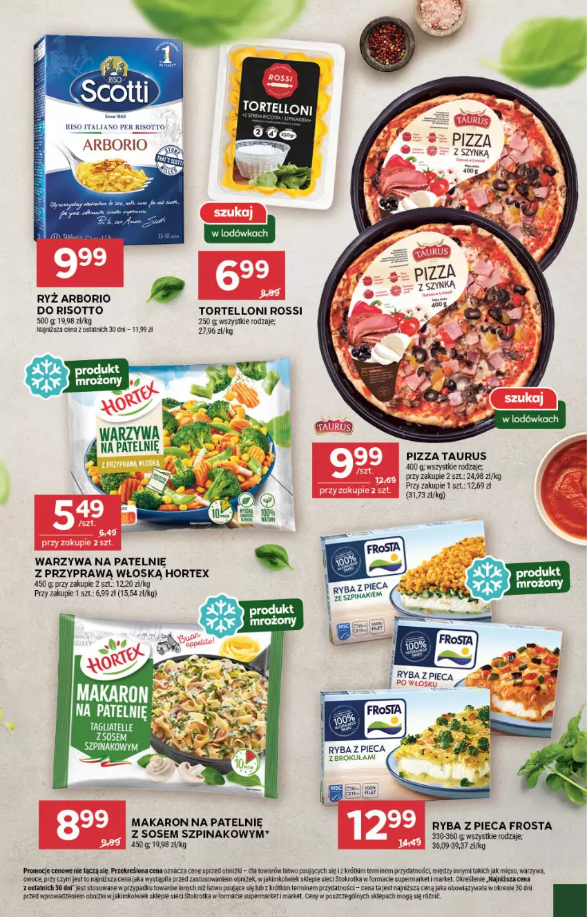 Gazetka promocyjna Stokrotka - Supermarket - ważna 17.07 do 23.07.2025 - strona 29 - produkty: Frosta, Hortex, Makaron, Mięso, Owoce, Piec, Pizza, Ryba, Ryż, Sos, Szpinak, Tortelloni, Warzywa