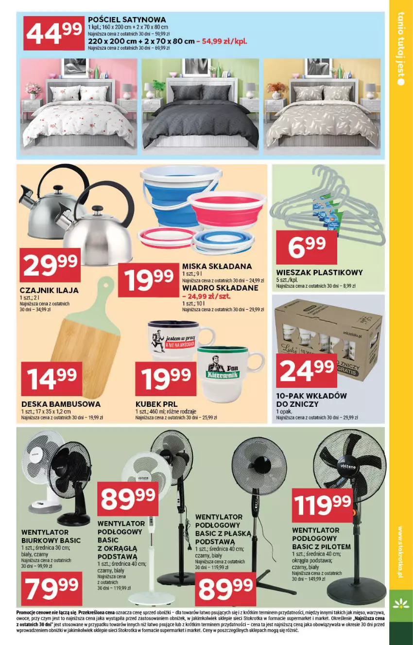 Gazetka promocyjna Stokrotka - Supermarket - ważna 17.07 do 23.07.2025 - strona 43 - produkty: Biurko, Czajnik, Kubek, Mięso, Miska, Owoce, Pościel, Warzywa, Wiadro, Wieszak, Znicz