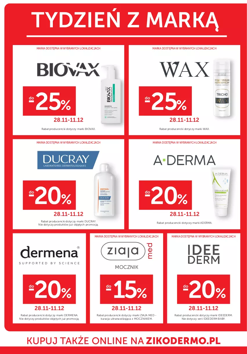 Gazetka promocyjna Ziko - Gazetka Ziko Dermo - ważna 28.11 do 11.12.2024 - strona 18 - produkty: Biovax, Dermena, Ducray, Ser, Tran, Ziaja