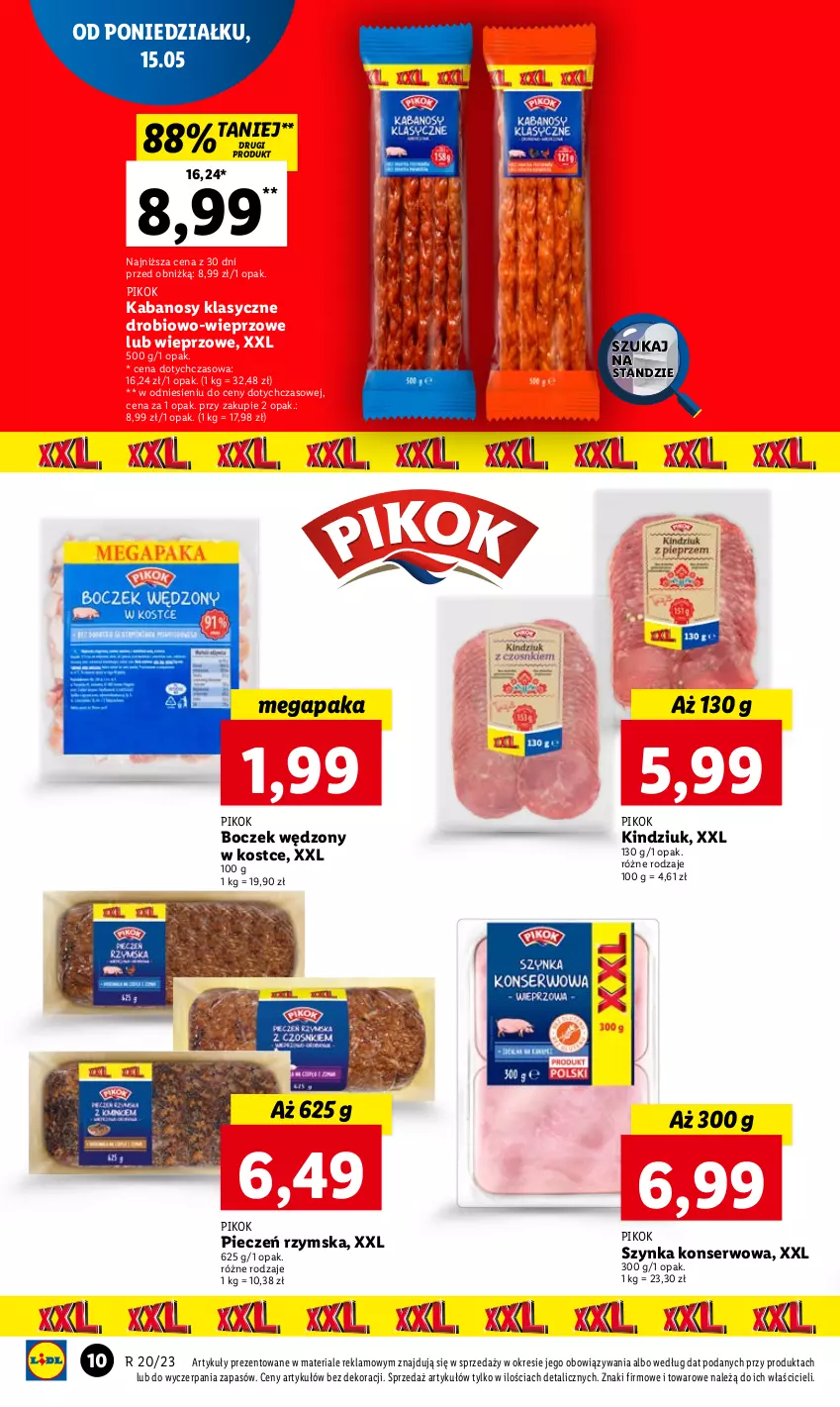 Gazetka promocyjna Lidl - GAZETKA - ważna 15.05 do 17.05.2023 - strona 10 - produkty: Boczek, Kabanos, Kindziuk, Piec, Pieczeń rzymska, PIKOK, Ser, Szynka, Szynka konserwowa