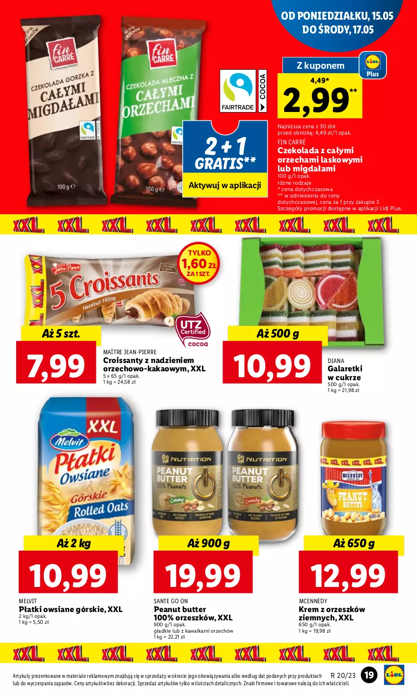 Gazetka promocyjna Lidl - GAZETKA - ważna 15.05 do 17.05.2023 - strona 19 - produkty: Croissant, Czekolada, Gala, Galaretki, Gra, Kakao, Kawa, Melvit, Płatki owsiane, Sante