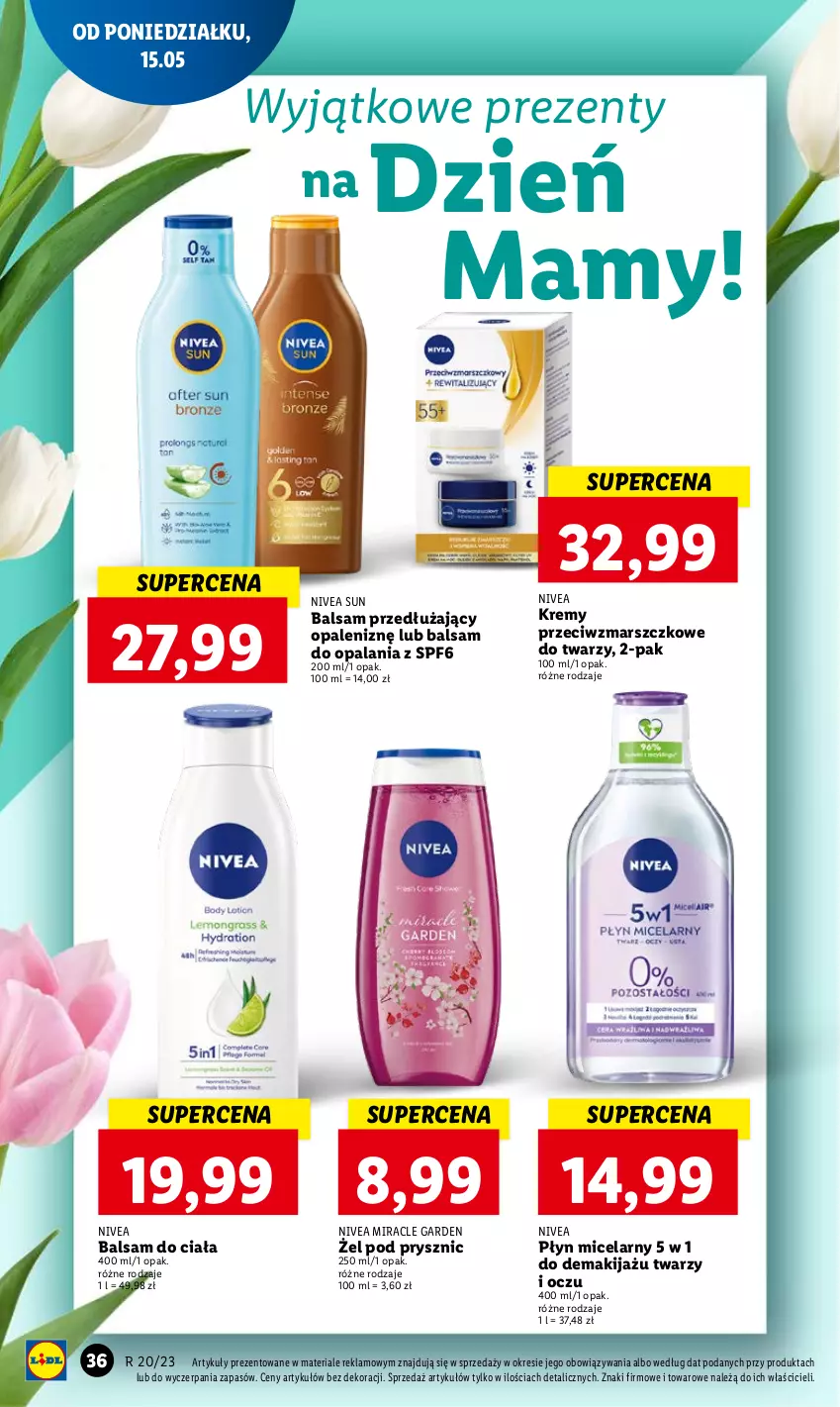 Gazetka promocyjna Lidl - GAZETKA - ważna 15.05 do 17.05.2023 - strona 36 - produkty: Balsam do ciała, Makijaż, Mars, Nivea, Płyn micelarny