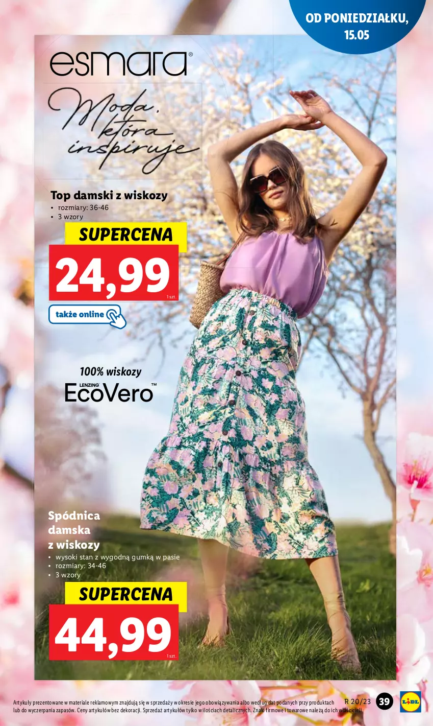 Gazetka promocyjna Lidl - GAZETKA - ważna 15.05 do 17.05.2023 - strona 39 - produkty: Sok, Spódnica, Top