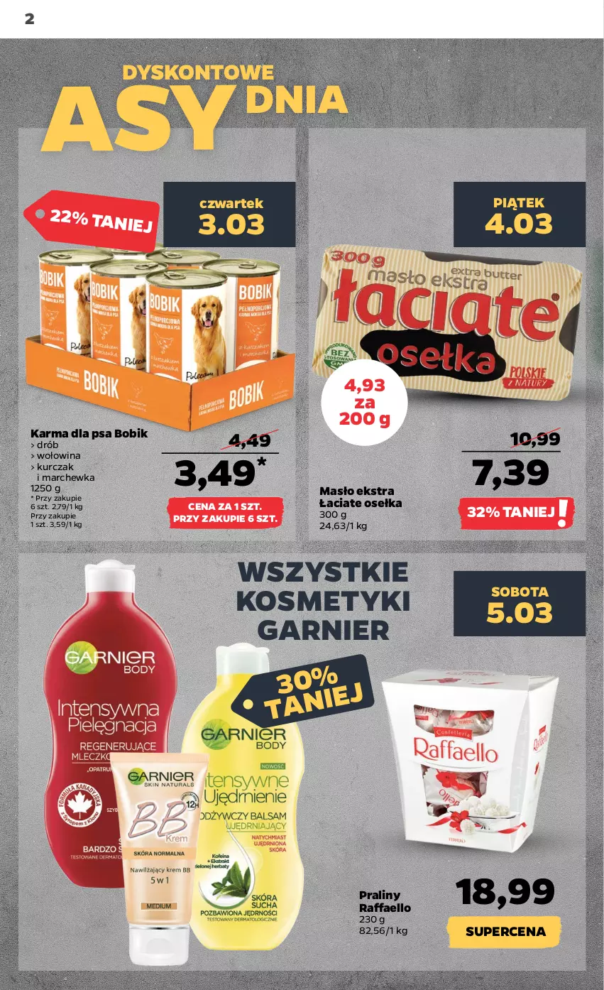 Gazetka promocyjna Netto - Gazetka spożywcza 3.03-9.03 - ważna 03.03 do 09.03.2022 - strona 2 - produkty: Drób, Fa, Garnier, Kurczak, Marchewka, Masło, Praliny, Raffaello, Wołowina