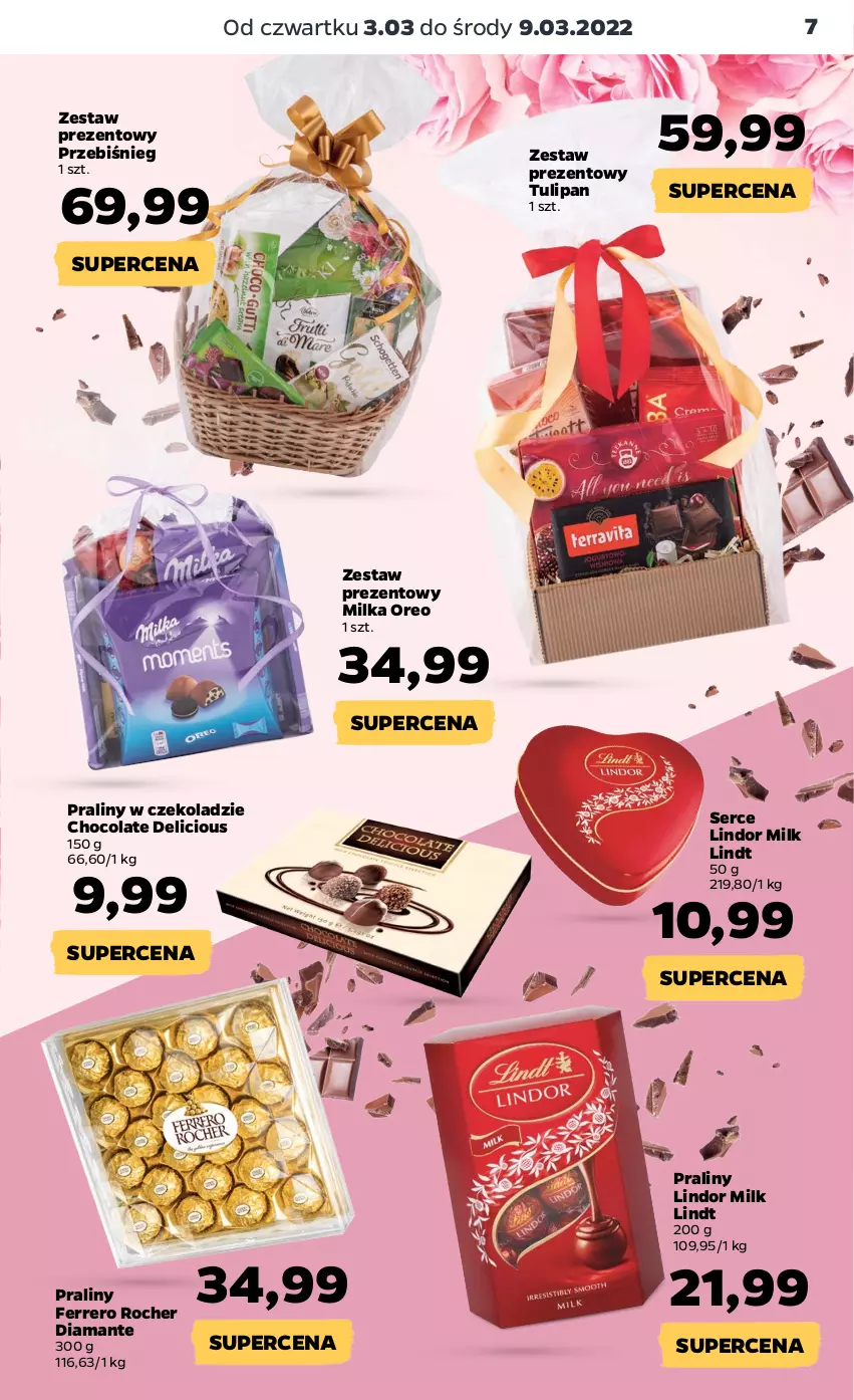 Gazetka promocyjna Netto - Gazetka spożywcza 3.03-9.03 - ważna 03.03 do 09.03.2022 - strona 7 - produkty: Diamant, Ferrero, Ferrero Rocher, Lindor, Lindt, Milka, Oreo, Praliny, Ser, Tulipan, Zestaw prezentowy