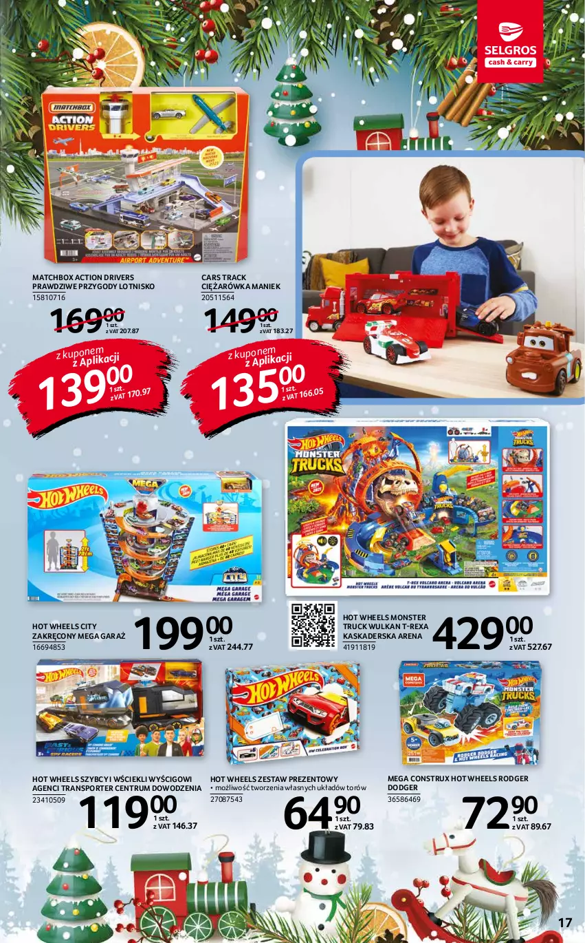 Gazetka promocyjna Selgros - Katalog Zabawki - ważna 25.11 do 01.12.2021 - strona 17 - produkty: Cars, Garaż, Hot Wheels, Kask, Kaskaderska arena, Monster truck, Por, Rum, Sport, Tran, Zestaw prezentowy