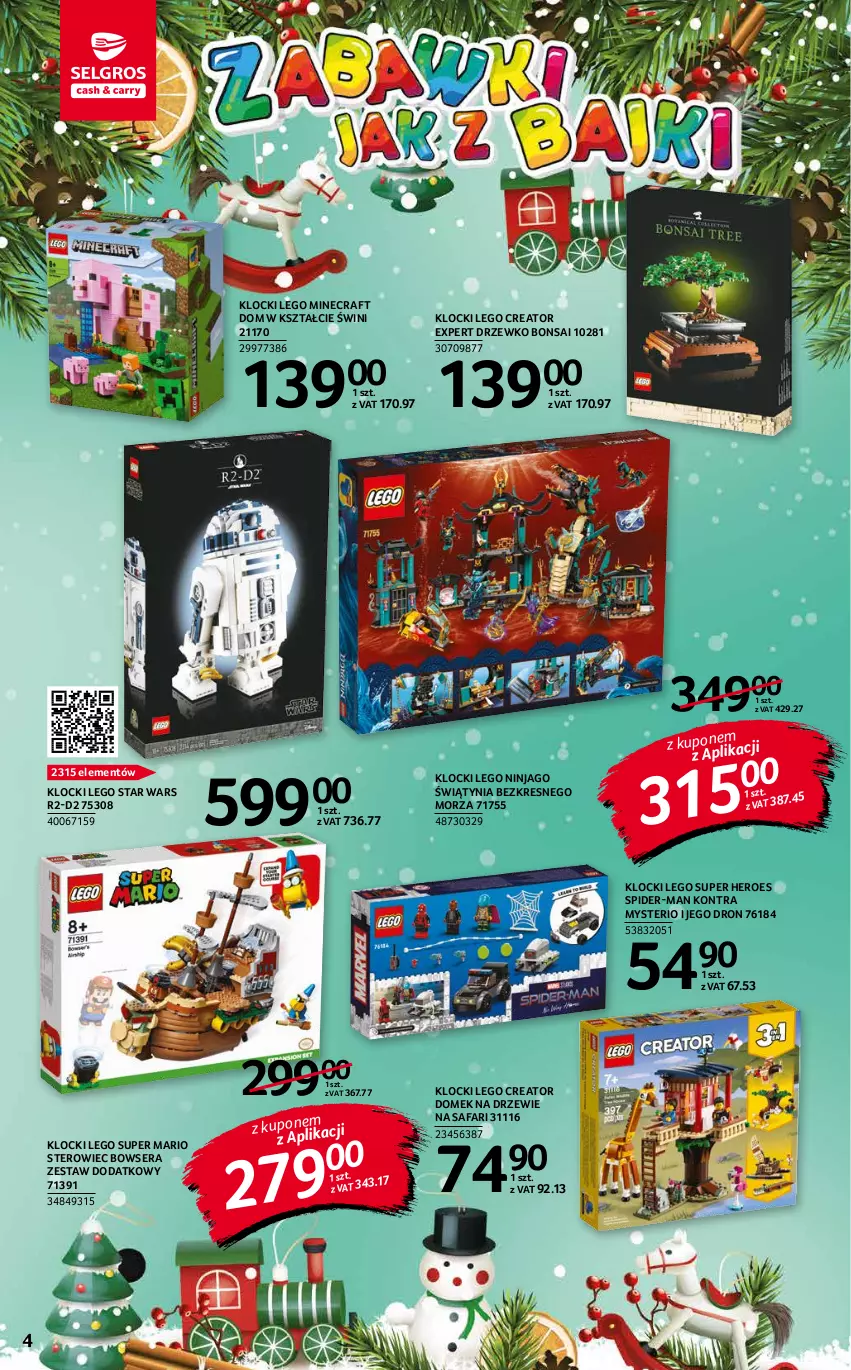 Gazetka promocyjna Selgros - Katalog Zabawki - ważna 25.11 do 01.12.2021 - strona 4 - produkty: Domek na drzewie, Dron, Fa, Klocki, LEGO, LEGO Creator, LEGO Minecraft, LEGO Ninjago, LEGO Star Wars, Minecraft, Ser, Star Wars