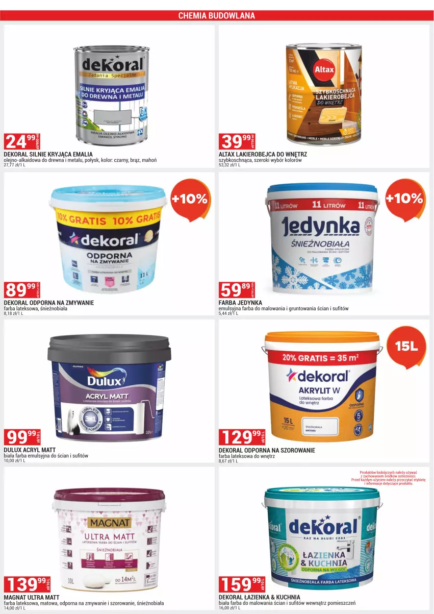 Gazetka promocyjna Merkury Market - ważna 02.01 do 31.01.2024 - strona 35 - produkty: Dekoral, Dulux, Fa, Farba do wnętrz, Farba lateksowa, Gra, Grunt, Kuchnia, Lakier, LANA, Por