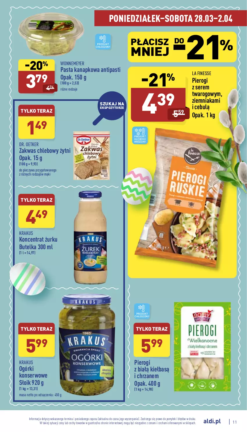 Gazetka promocyjna Aldi - Katalog spożywczy - ważna 28.03 do 02.04.2022 - strona 11 - produkty: Chleb, Chrzan, Dr. Oetker, Krakus, Ogórki konserwowe, Piec, Pierogi, Ser, Tera