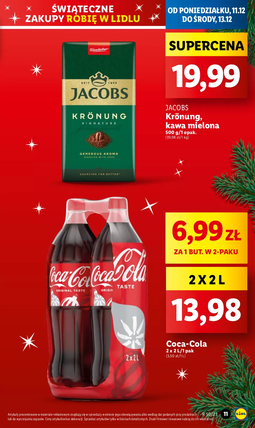 Gazetka promocyjna Lidl - GAZETKA - ważna 11.12 do 13.12.2023 - strona 13 - produkty: Coca-Cola, Jacobs, Jacobs Krönung, Kawa, Kawa mielona