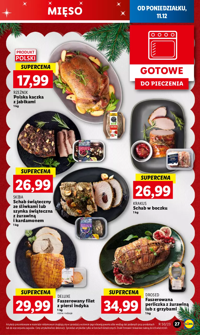 Gazetka promocyjna Lidl - GAZETKA - ważna 11.12 do 13.12.2023 - strona 29 - produkty: Fa, Filet z piersi indyka, Jabłka, Kaczka, Krakus, Mięso, Perliczka, Piec, Szynka