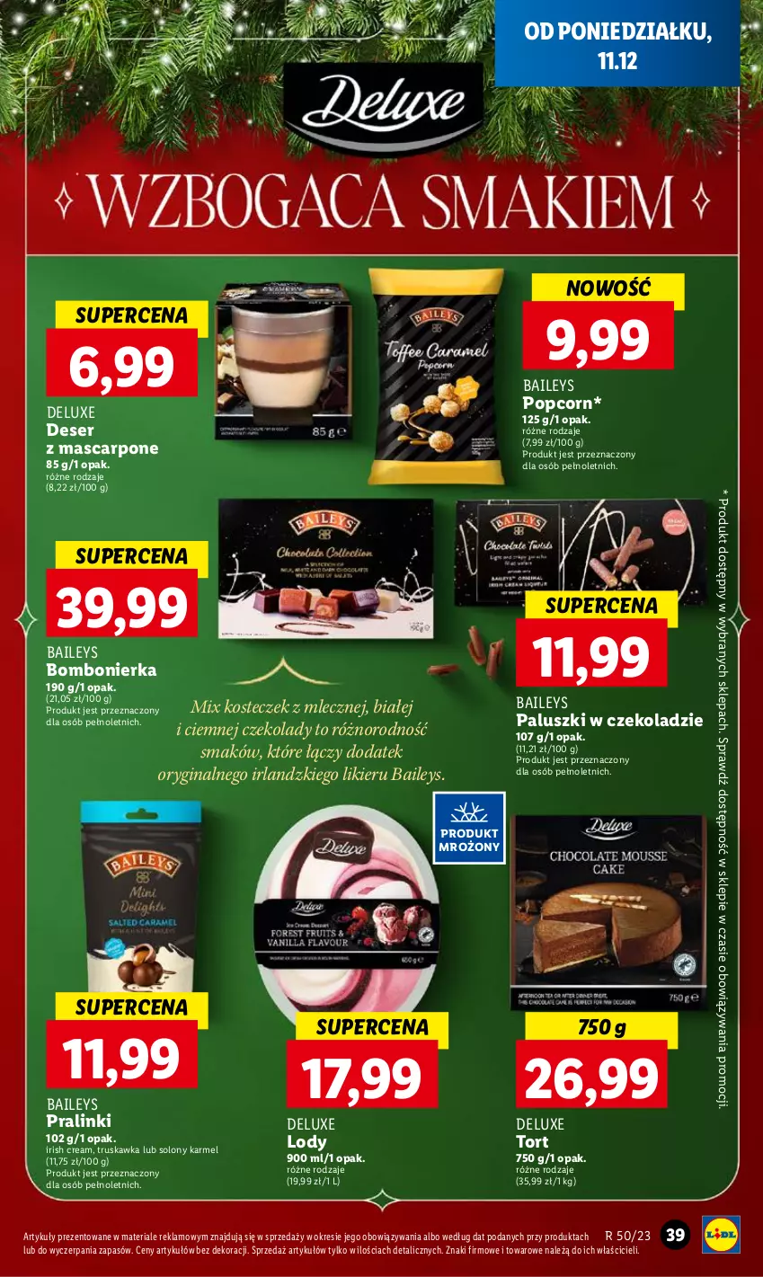 Gazetka promocyjna Lidl - GAZETKA - ważna 11.12 do 13.12.2023 - strona 41 - produkty: Deser, Gin, Likier, Lody, Mascarpone, Popcorn, Ser