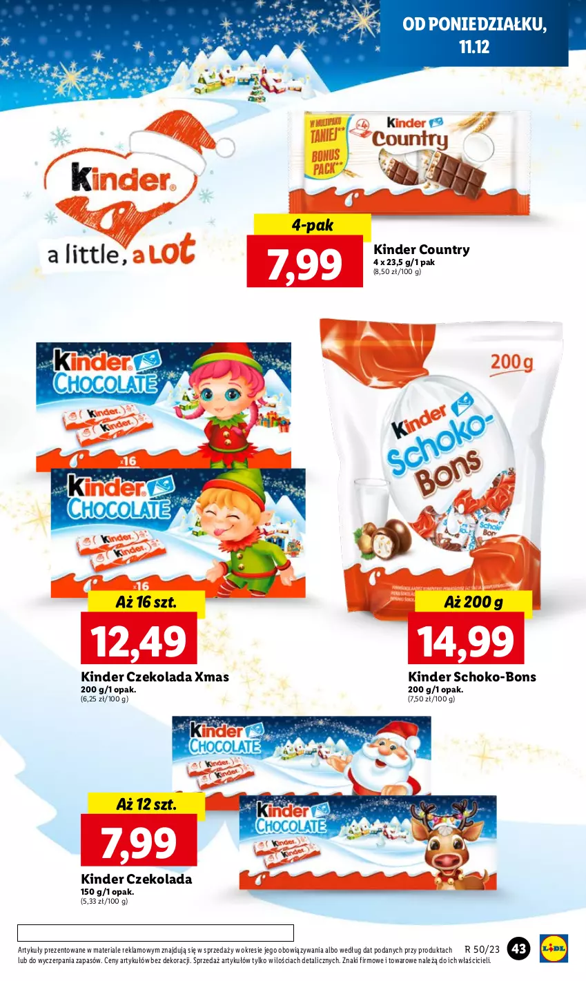 Gazetka promocyjna Lidl - GAZETKA - ważna 11.12 do 13.12.2023 - strona 45 - produkty: Czekolada, Kinder