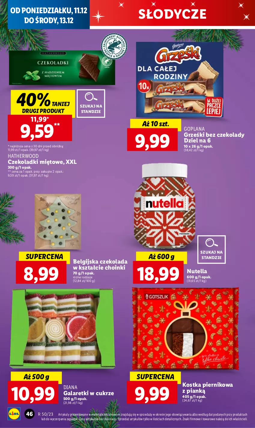 Gazetka promocyjna Lidl - GAZETKA - ważna 11.12 do 13.12.2023 - strona 48 - produkty: Czekolada, Gala, Galaretki, Goplana, Grześki, LANA, LG, Nutella, Piernik