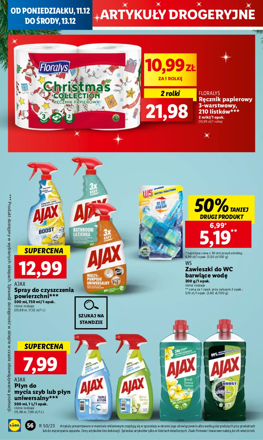 Gazetka promocyjna Lidl - GAZETKA - ważna 11.12 do 13.12.2023 - strona 62 - produkty: Ajax, Flora, Papier, Płyn do mycia, Ręcznik, Rolki, Spray do czyszczenia, Zawieszki