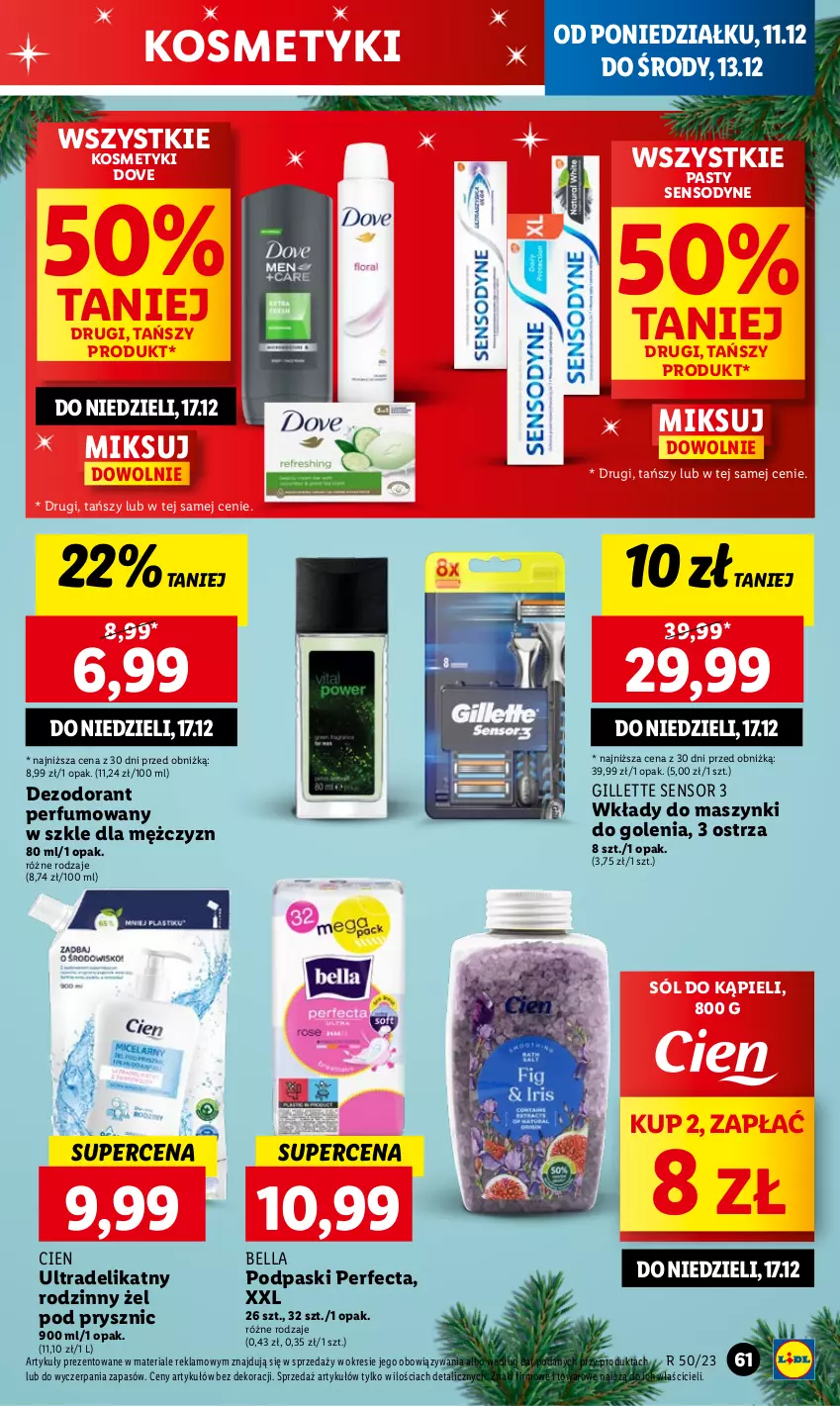 Gazetka promocyjna Lidl - GAZETKA - ważna 11.12 do 13.12.2023 - strona 67 - produkty: Bell, Bella, Dezodorant, Dove, Gillette, Perfecta, Perfum, Podpaski, Sensodyne, Sól, Sól do kąpieli