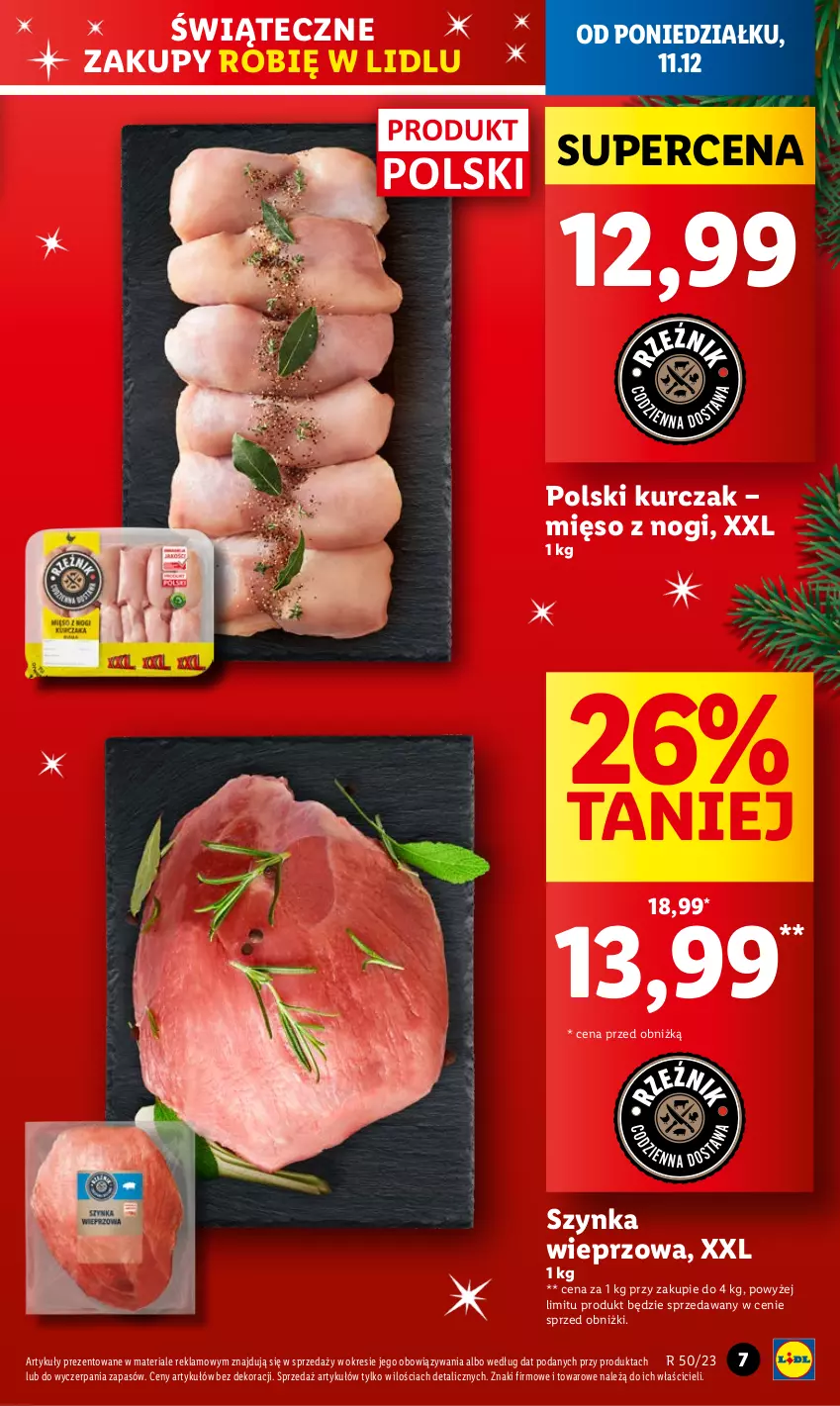 Gazetka promocyjna Lidl - GAZETKA - ważna 11.12 do 13.12.2023 - strona 7 - produkty: Kurczak, Mięso, Szynka, Szynka wieprzowa