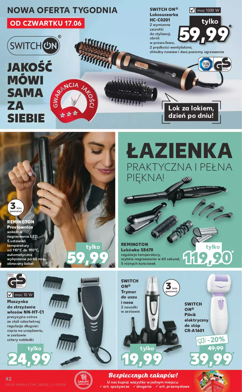 Gazetka promocyjna Kaufland - OFERTA TYGODNIA - ważna 17.06 do 23.06.2021 - strona 42 - produkty: Lokówka, Maszynka, Piec, Pilnik, Remington, Suszarka, Szynka