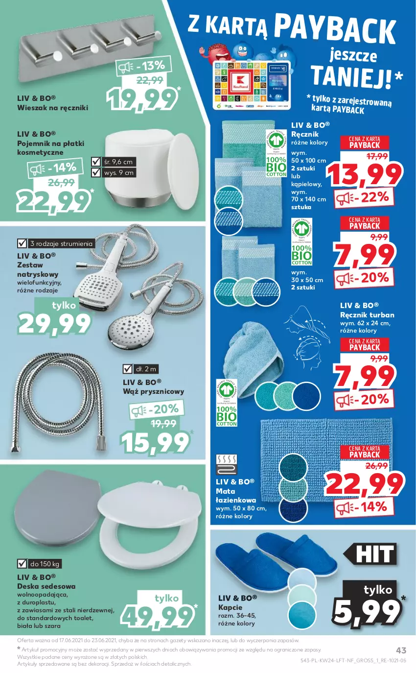 Gazetka promocyjna Kaufland - OFERTA TYGODNIA - ważna 17.06 do 23.06.2021 - strona 43 - produkty: Deska sedesowa, Gra, Kapcie, Mata łazienkowa, Płatki kosmetyczne, Pojemnik, Ręcznik, Rum, Wieszak, Zestaw natryskowy