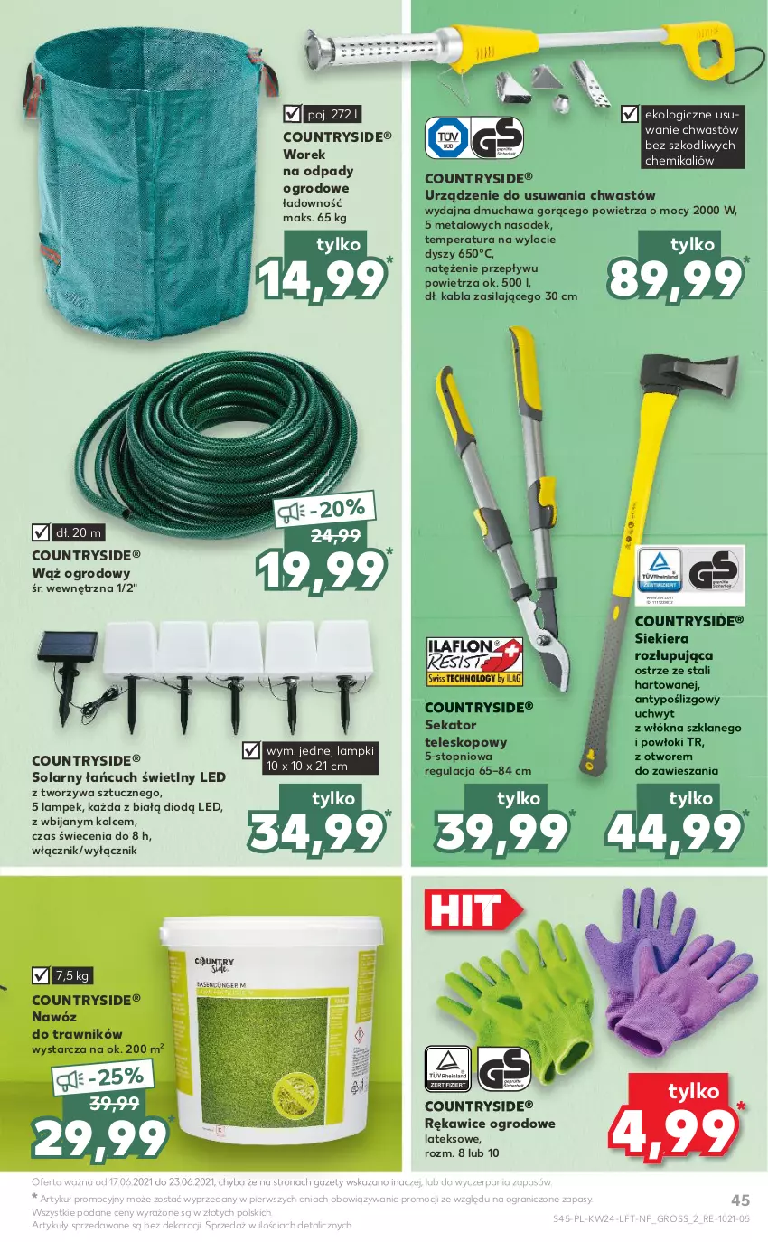 Gazetka promocyjna Kaufland - OFERTA TYGODNIA - ważna 17.06 do 23.06.2021 - strona 45 - produkty: Gra, Nawóz, Rękawice, Sekator, Teleskop, Top