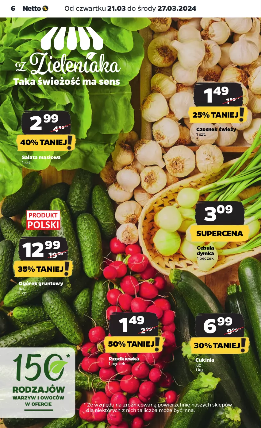 Gazetka promocyjna Netto - Artykuły spożywcze - ważna 21.03 do 27.03.2024 - strona 6 - produkty: Cebula, Czosnek, Grunt, Masło, Ogórek, Rzodkiewka, Sałat, Sałata masłowa