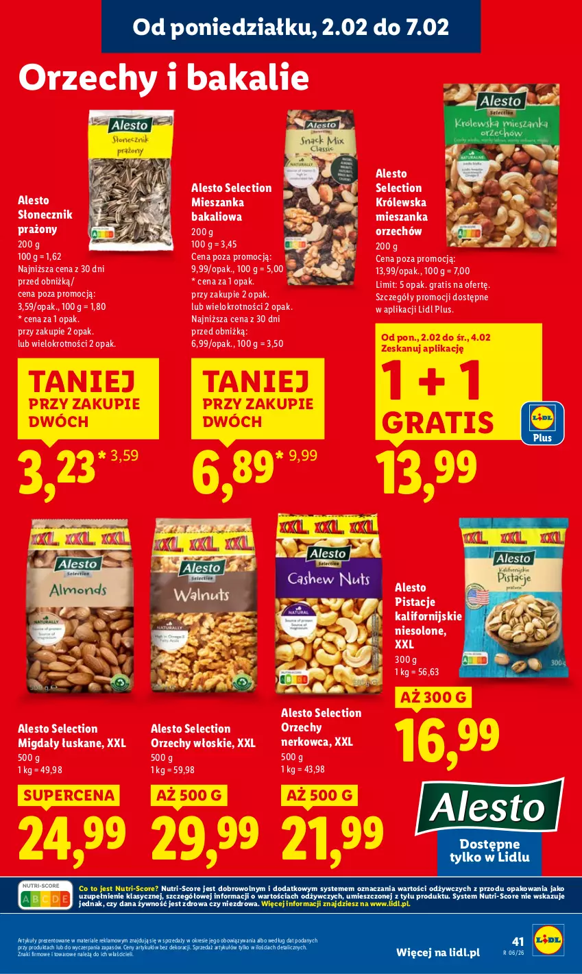 Gazetka promocyjna Lidl - GAZETKA - ważna 02.02 do 04.02.2026 - strona 41 - produkty: Gra, Mieszanka bakaliowa, Migdały, Migdały łuskane, Orzechy włoskie, Pistacje, Słonecznik prażony