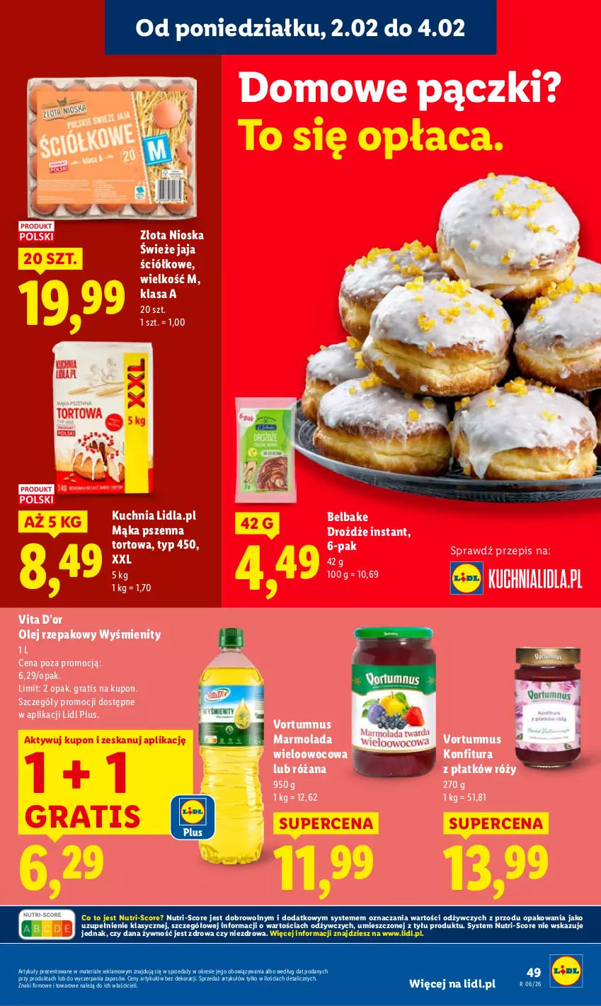 Gazetka promocyjna Lidl - GAZETKA - ważna 02.02 do 04.02.2026 - strona 49 - produkty: Drożdże, Gra, Jaja, Konfitura, Kuchnia, Mąka, Mąka pszenna, Marmolada, Mola, Olej, Olej rzepakowy, Róża