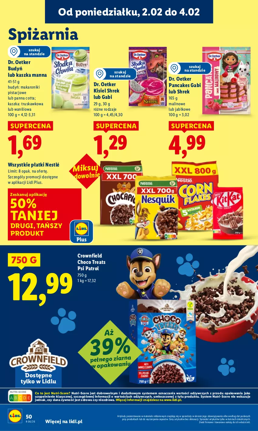 Gazetka promocyjna Lidl - GAZETKA - ważna 02.02 do 04.02.2026 - strona 50 - produkty: Budyń, Dr. Oetker, Kisiel, Makaron, Nestlé, Panna cotta, Psi Patrol